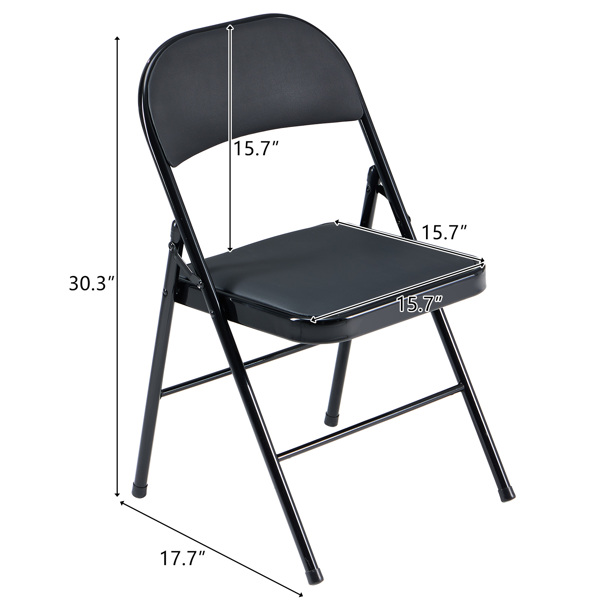 【Old Code：33457557】4pcs Elegant Foldable Iron & PVC Chairs for Convention & Exhibition Black