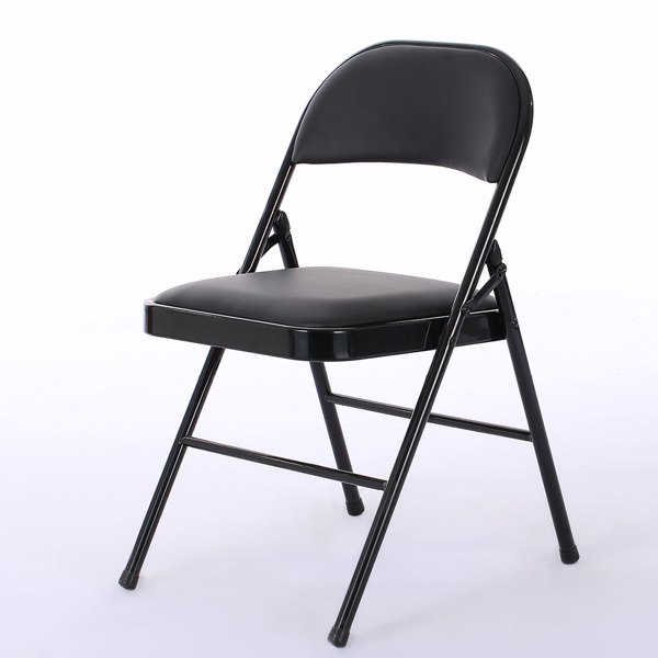 【Old Code：33457557】4pcs Elegant Foldable Iron & PVC Chairs for Convention & Exhibition Black