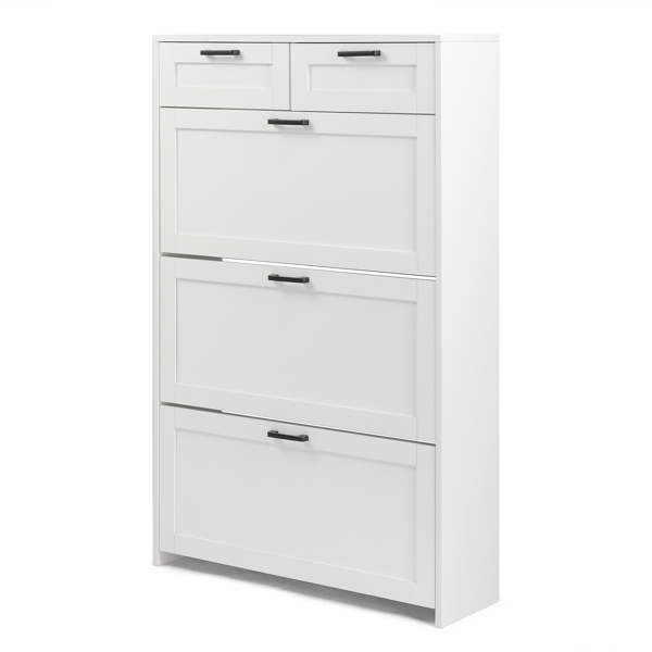 FCH 3 Drawers 2 Drawers with Top Baffle Shoe Cabinet Particle Board 80*25*120cm White