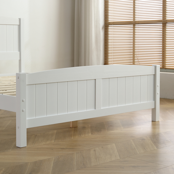 FCH Full Pine Single-Layer Core Vertical Stripe Full-Board Curved Bed Head With The Same Bed Foot Wooden Bed White