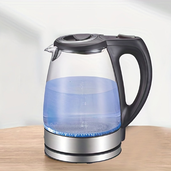 Electric Kettle with Stainless Steel Filter and Inner Lid, 1200W Wide Opening 1.7L Glass Tea Kettle & Hot Water Boiler Black