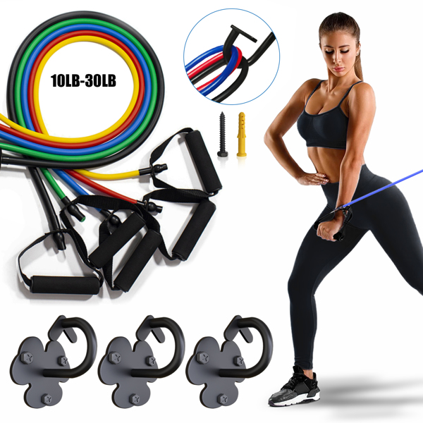 Resistance band wall anchor, wall-mounted exercise anchor for exercise bands, space-saving home gym wall hook for different levels of strength training, fitness, physical therapy, 8-piece set