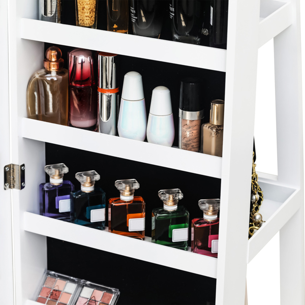 360 Degree Rotation Full-Body Mirror Cabinet PVC Film Moisture-Proof Dressing Mirror Cabinet Super Storage Jewelry Storage Mirror Cabinet White