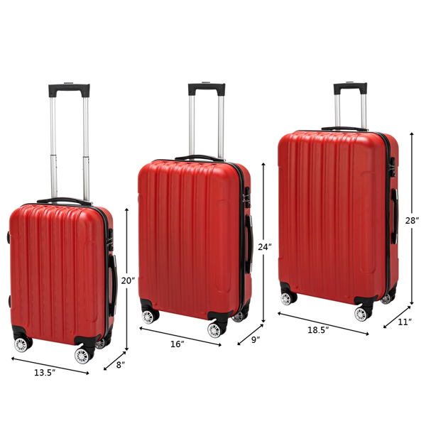 3-in-1 Multifunctional Large Capacity Traveling Storage Suitcase Luggage Set Red