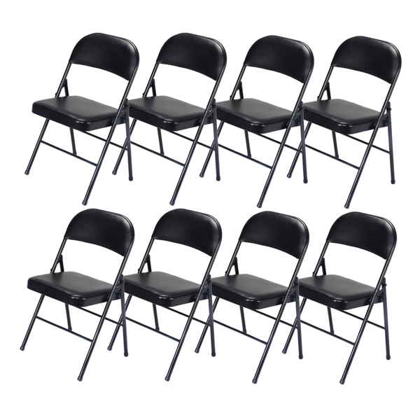 【Old Code：33457557】4pcs Elegant Foldable Iron & PVC Chairs for Convention & Exhibition Black