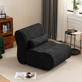 Soft Pellet Velvet Recliner - Comfortable Lounge Chair with Waist Pack Padding, Modern Design, Ideal for Living Room, Bedroom or Office - Black