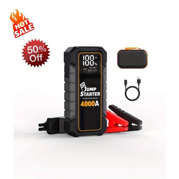 20000mAh 12V Car Battery Jump Starter 4000 Peak Amp USB Fast Charging LED Light