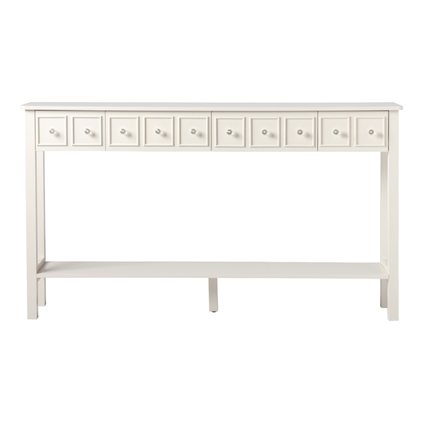 [Replace code:71522742]Long Console Table Entryway Table with Different Size Drawers and Bottom Shelf, White Narrow Storage Sofa Table for Entryway Hallway(White) Long Console Table 