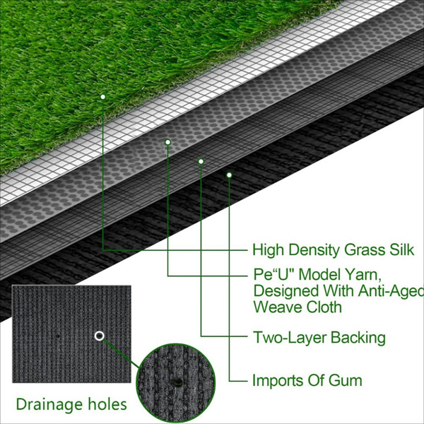 Artificial turf, professional dog mat large turf outdoor carpet terrace pet lawn, artificial carpet with drainage holes, 3.28FT * 16.4FT