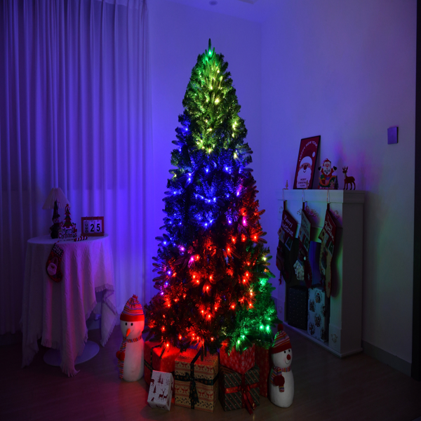 6 FT Pre-lit Artificial Christmas Tree, APP Controlled Xmas Tree Hinged Branches with 330 RGB Lights and 900 Branch Tips, for Holiday Party Store Office Home, Green