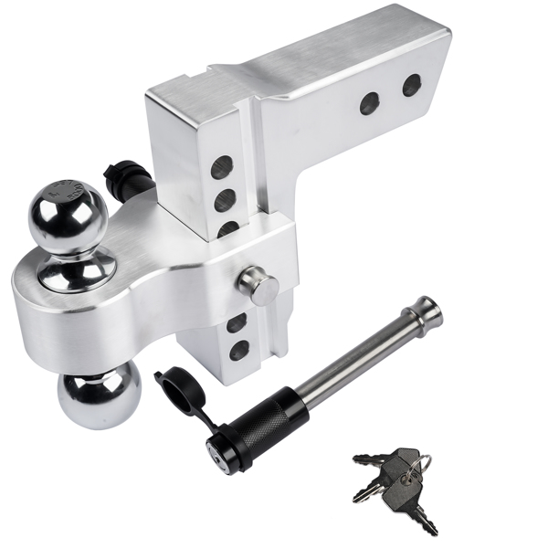 Aluminum Trailer Hitch Ball Mount Fits 2.5-Inch Receiver 18500LBS, with Locks