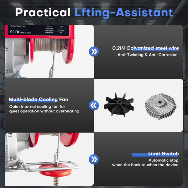 3-in-1 elektrischer Heber, 1100 lbs Hubkapazität, 1500 W 110 V elektrische Winde mit 5,5 m Kabel und kabelloser Fernbedienung, 7,6 m / 25 ft (1320LBS)