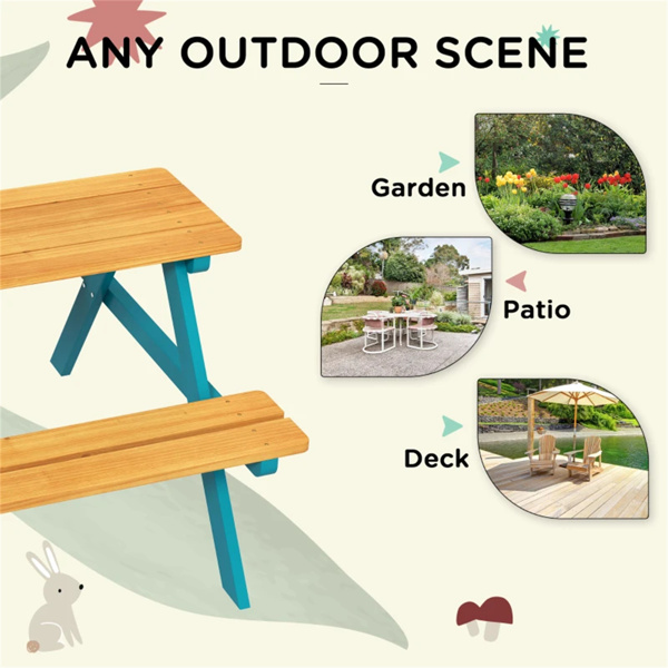 Wooden outdoor children's picnic table