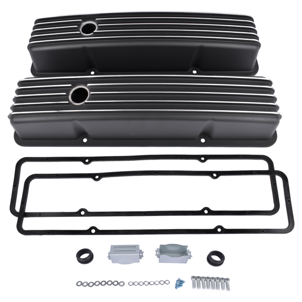 Valve Covers Fabricated Aluminum Polished for Chevy Small Block 283 302 305 327 350 400 1958-1986 Black