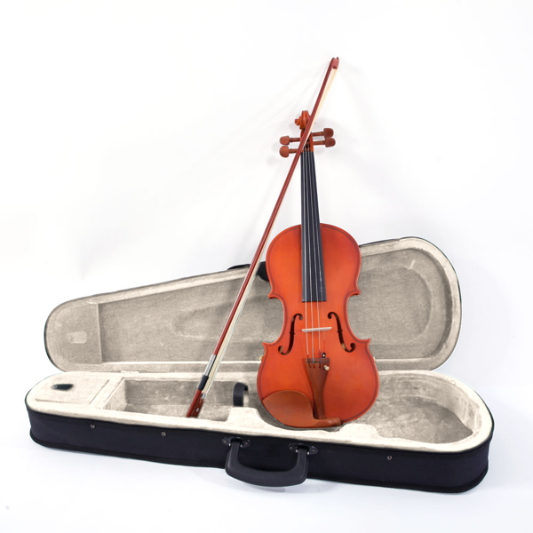 Glarry GV101 3/4 Acoustic Matt Violin Case Bow Rosin Strings Shoulder Rest Tuner Natural