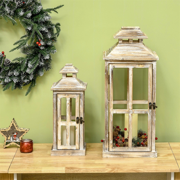 2 packs of 28 "/20" wooden lanterns decorated