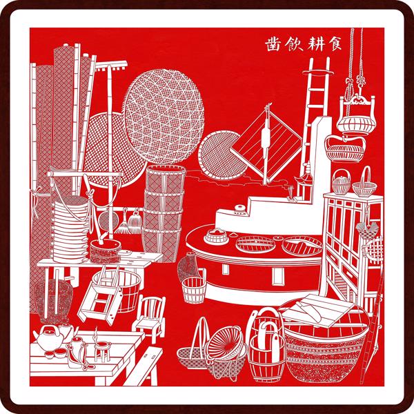 Carve to Drink, Plow to Eat Handmade Tayin Energy Painting Size 29.9X26.8inch（76X68 cm)