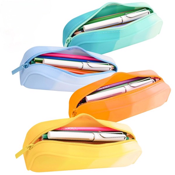 4Pcs Pencil Case Pencil Pouches Silicone Waterproof Pen Bag for School Office Supplies