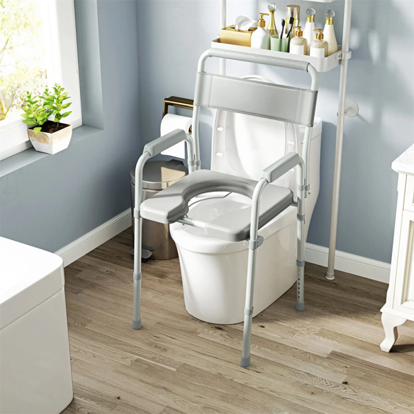 Grey multi-functional portable toilet chair with adjustable height