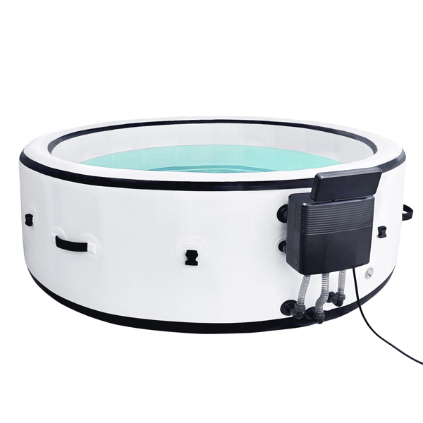 Inflatable hot tub 81.1"*27.9" portable spa pool outdoor spa for 4-6 people with cover equipped with 6 color light beads