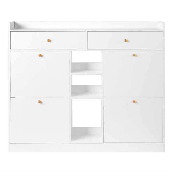 FCH 4 Drawers 2 Drawers with Top Baffle Shoe Cabinet Particle Board 128*25*107cm White