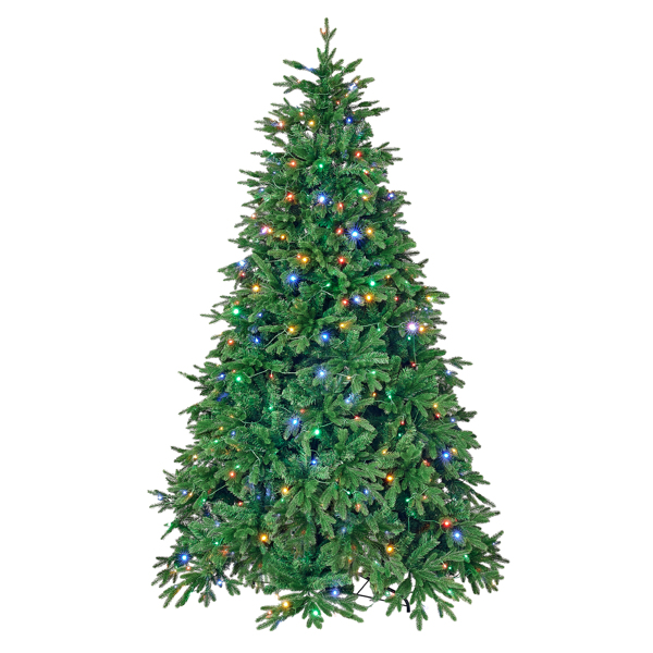 7.5ft Pre-Lit Spruce Artificial Holiday Christmas Tree for Home, Office, Party Decoration, Equipped with LED Lights, Easy Assembly, Fireproof PE+ PVC, Christmas, Living Room