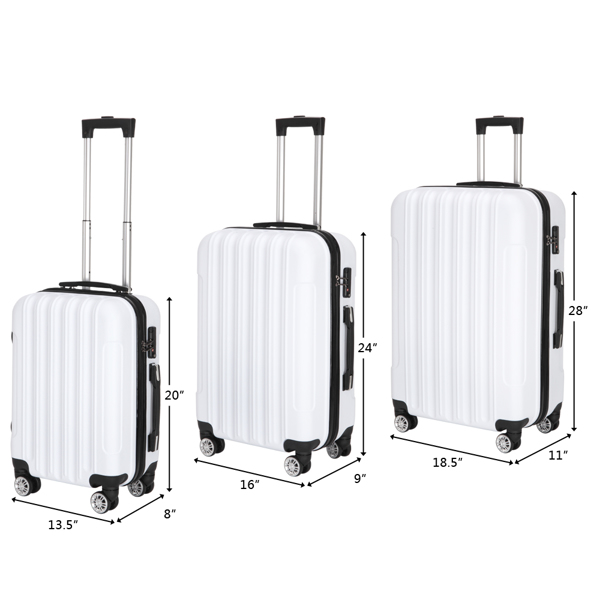 3-in-1 Multifunctional Large Capacity Traveling Storage Suitcase White