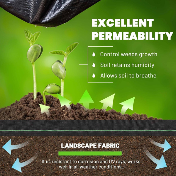 Weed Barrier Landscape Fabric Heavy Duty，Weed Block Gardening Ground Cover Mat, Weed Control Garden Cloth ，Woven Geotextile Fabric for Underlayment，Commercial Driveway Fabric-6FT*300FT(Roll up)