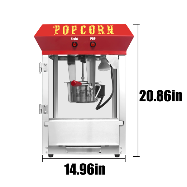 Bar Style Popcorn Machine, 4-Ounce Popcorn Maker Popper, Red 