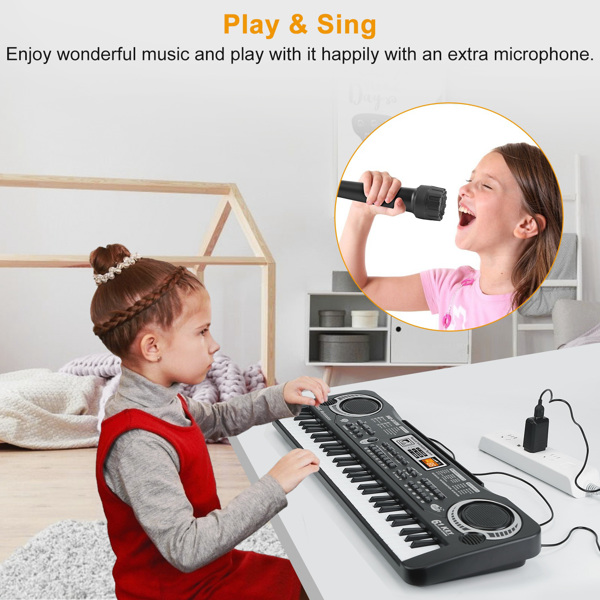 61 Keys Digital Music Electronic Keyboard Electric Piano Musical Instrument Kids Learning Keyboard w/ Microphone For Beginners Kids Girls Boys Adults