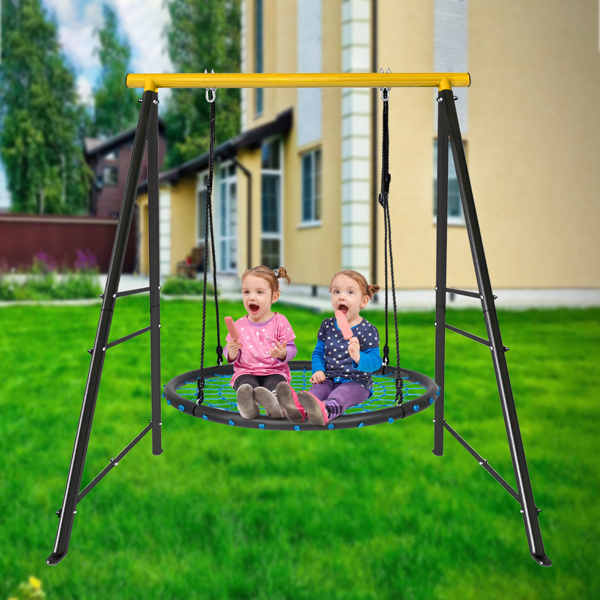 Swing Stand Frame, Swing Set Frame for Adults, Heavy-Duty Metal A-Frame Backyard Swing for Indoor Outdoor, Swing Chair, Porch Swing,Yellow(Without Swing)