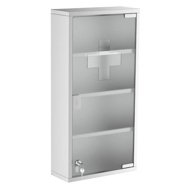 Lockable bathroom cabinet, 4-layer stainless steel medical wall box