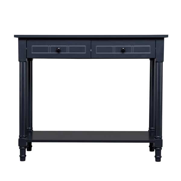 2-Tier Console Table with 2 Drawers， Console Tables for Entryway, Sofa Table with Storage Shelves, Entryway Table Behind Sofa Couch, for Living Room, Kitchen, Black