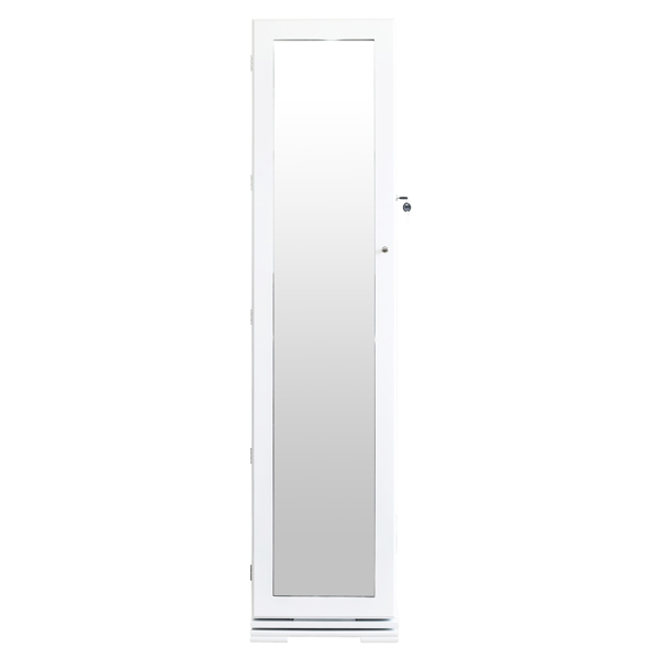 360 Degree Rotation Full-Body Mirror Cabinet PVC Film Moisture-Proof Dressing Mirror Cabinet Super Storage Jewelry Storage Mirror Cabinet White