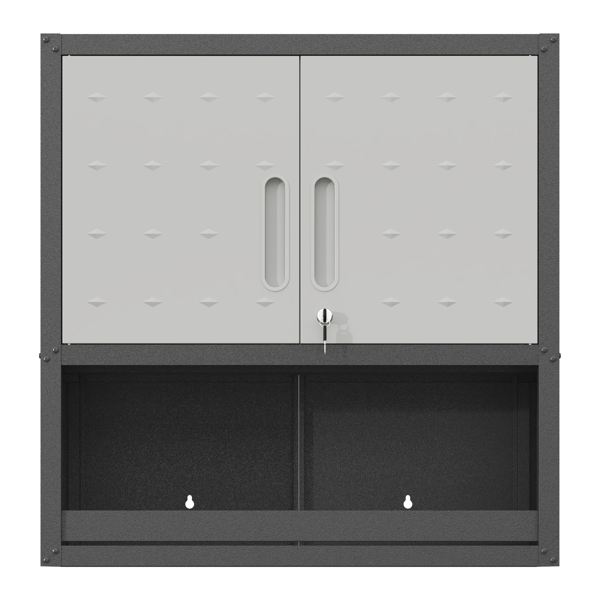 Metal Wall-Mounted Tool Storage Cabinet with Locking Door and 1 Shelf 1 Opened Drawer for Garage Warehouse,Office,Assembly Required