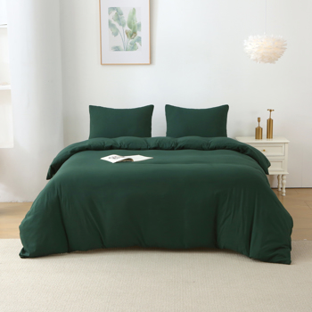 Queen Duvet Cover Set, 3 Pieces Solid Color Bedding Set with 1 Duvet Cover and 2 Pillow Shams, Comforter Not Included (Queen Size, Green)