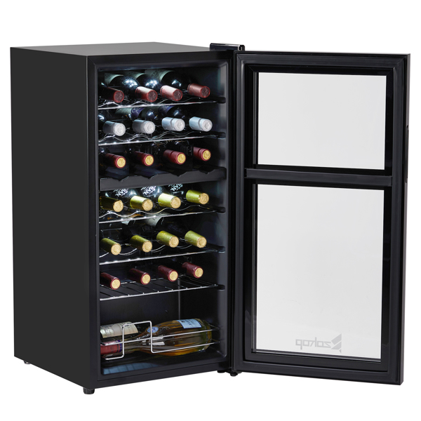 ZOKOP Dual Zone Wine and Beverage Refridgerator, 28 Bottle Wine Fridge with Independent Temperature Control & Glass Door, Freestanding Wine Cooler Chiller for Wine Champagne Beer