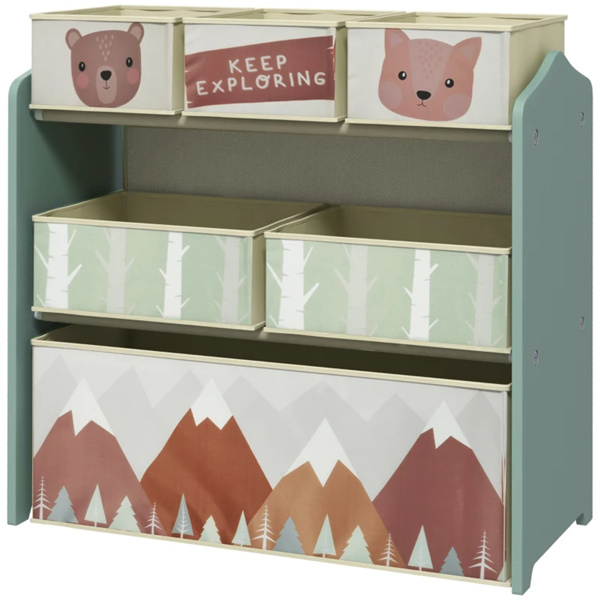 Green toy organizer with storage box