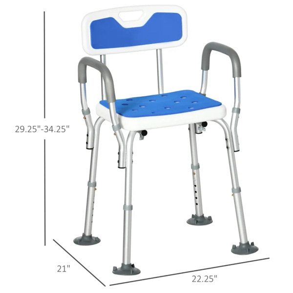 Anti slip shower chair with adjustable height