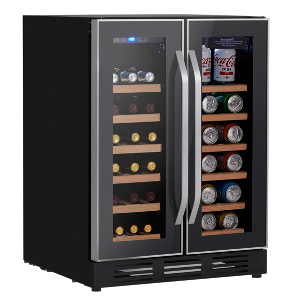 ZOKOP Dual Zone Wine and Beverage Refrigerator, 34 Bottle Wine Fridge with Independent Temperature Control & Glass Door, Built-in/Freestanding/Under Counter Wine Cooler Chiller for Wine Champagne Beer