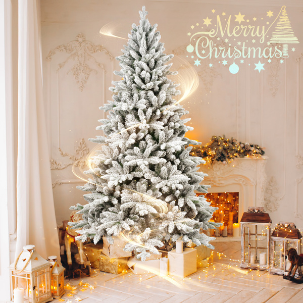 PVC&PE Flocking Tree Environmentally Friendly Fireproof Artificial Christmas Flocked Tree