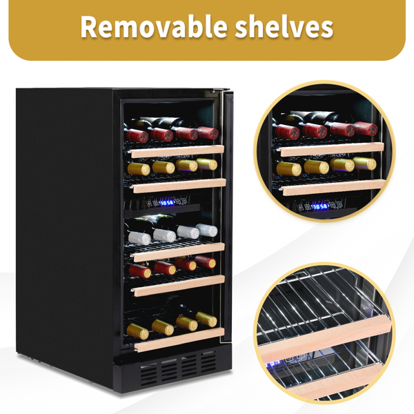 ZOKOP Dual Zone Wine and Beverage Refrigerator, 26 Bottle Wine Fridge with Independent Temperature Control & Glass Door, Built-in/Freestanding/Under Counter Wine Cooler Chiller for Wine Champagne Beer