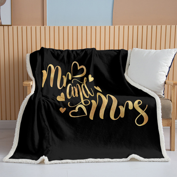 Romantic Alphabet Sherpa Fleece Blankets for Bed Couch Sofa Lightweight Ultra Soft Throw Blanket (Black,50"*60")