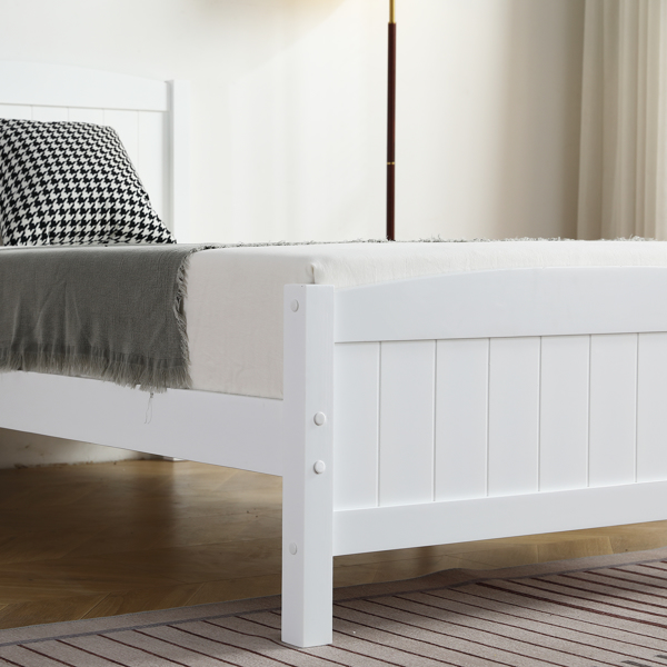 FCH Twin Pine Single-Layer Core Vertical Stripe Full-Board Curved Bed Head With The Same Bed Foot White Wooden Bed