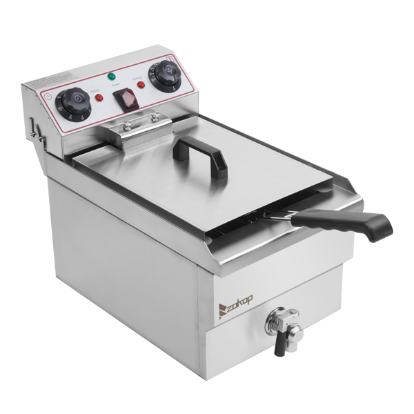 【Replace the old encoding 66757236】EH101V 8.5QT/8L Total Capacity 12.5qt/11.8l Stainless Steel Faucet Single Tank Deep Fryer 1700W Max (8L Large Fryer Blue / Large Handle) 