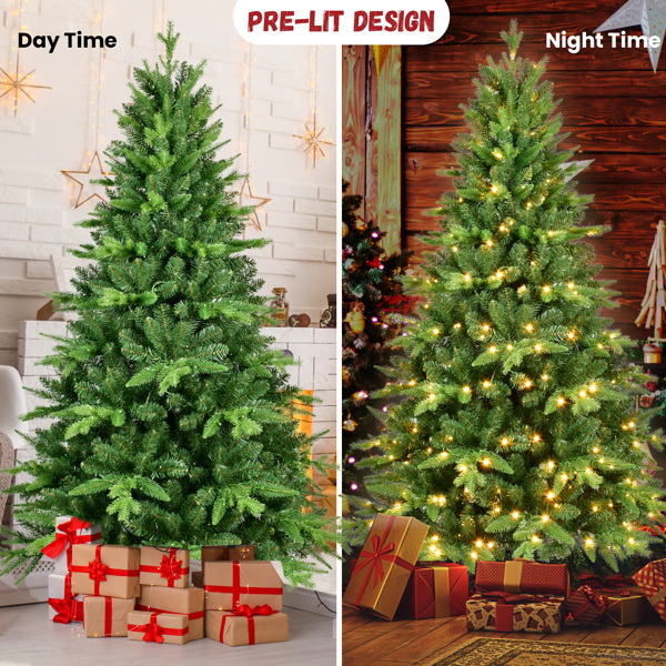 PE/PVC Mixed Automatic Christmas Tree With Lights Xmas Decoration Light Up Holiday Season