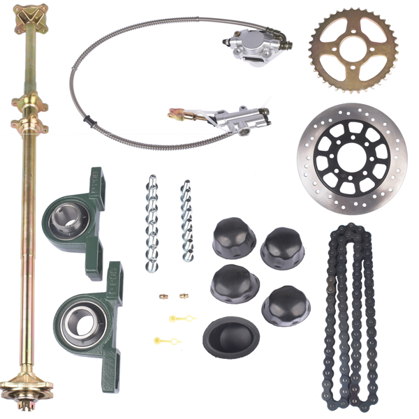 Rear Live Axle Kit 44" w/ Brake Assembly Chain Sprocket for Go Kart Quad ATV