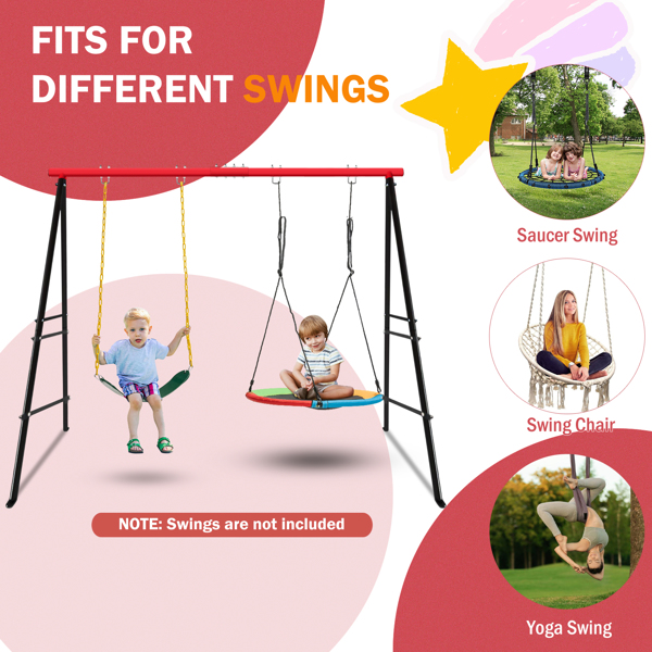 Swing Stand Frame,Swing Set Frame for Both Kids and Adults,500 Lbs Heavy-Duty Metal A-Frame Backyard Swing for Indoor Outdoor,Red(Frame Only)