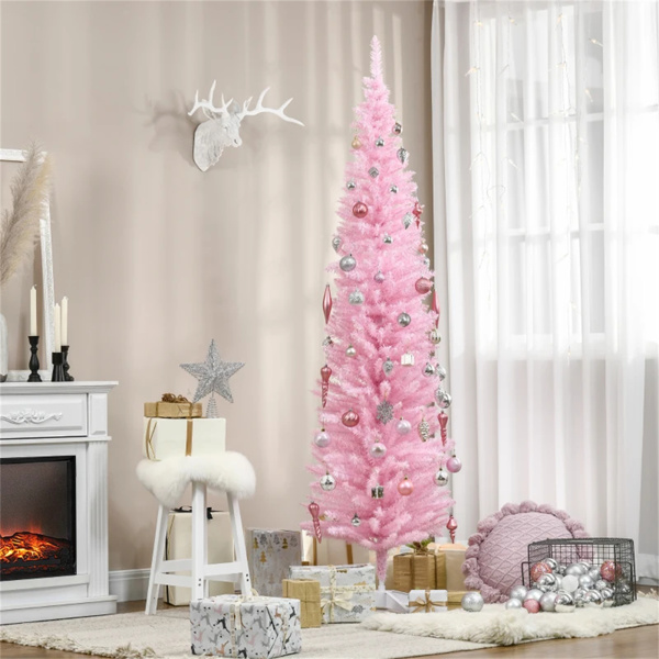 7 foot pink Christmas tree with bracket