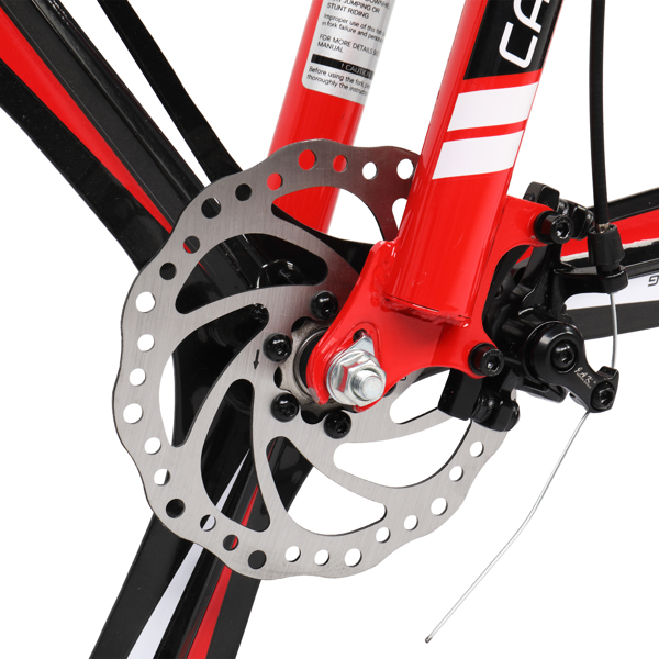 【replace：13435614】CamPingSurvivals 26in 150kg 21-Speed Shimano Variable Speed High Carbon Steel Land Rover Tri-Knife Wheels Foldable  Mountain Bike Red